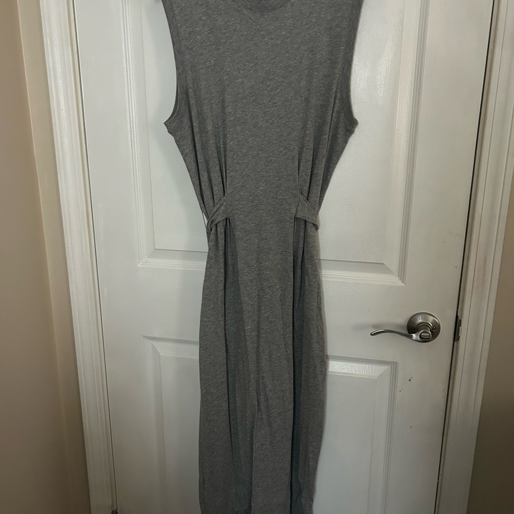 Vince Gray Tie Front Sheath Midi Dress
